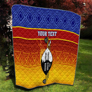 Personalised Eswatini Independence Day Quilt Swaziland Nguni Shield Gradient African Pattern