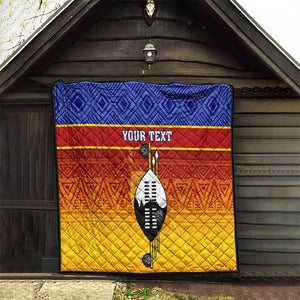 Personalised Eswatini Independence Day Quilt Swaziland Nguni Shield Gradient African Pattern