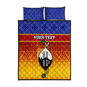 Personalised Eswatini Independence Day Quilt Bed Set Swaziland Nguni Shield Gradient African Pattern