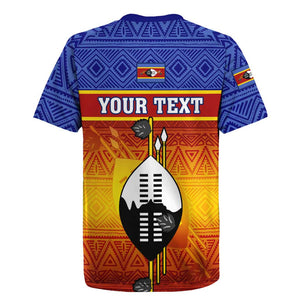 Personalised Eswatini Independence Day Rugby Jersey Swaziland Nguni Shield Gradient African Pattern