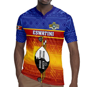 Personalised Eswatini Independence Day Rugby Jersey Swaziland Nguni Shield Gradient African Pattern