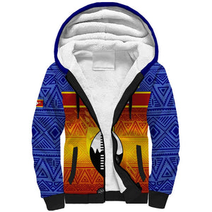 Personalised Eswatini Independence Day Sherpa Hoodie Swaziland Nguni Shield Gradient African Pattern