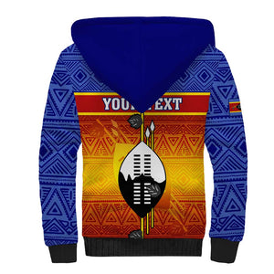 Personalised Eswatini Independence Day Sherpa Hoodie Swaziland Nguni Shield Gradient African Pattern