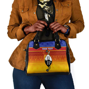 Personalised Eswatini Independence Day Shoulder Handbag Swaziland Nguni Shield Gradient African Pattern