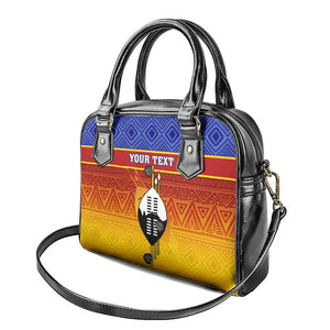 Personalised Eswatini Independence Day Shoulder Handbag Swaziland Nguni Shield Gradient African Pattern