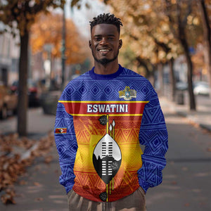 Personalised Eswatini Independence Day Sweatshirt Swaziland Nguni Shield Gradient African Pattern