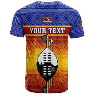 Personalised Eswatini Independence Day T shirt Swaziland Nguni Shield Gradient African Pattern