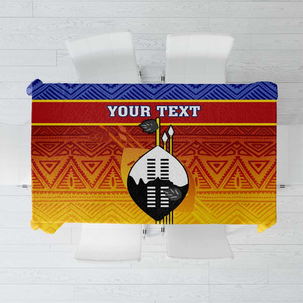 Personalised Eswatini Independence Day Tablecloth Swaziland Nguni Shield Gradient African Pattern