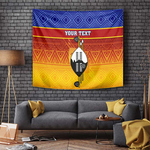 Personalised Eswatini Independence Day Tapestry Swaziland Nguni Shield Gradient African Pattern