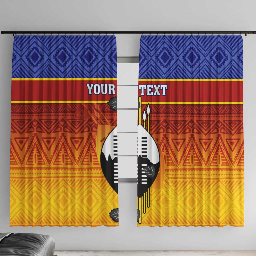 Personalised Eswatini Independence Day Window Curtain Swaziland Nguni Shield Gradient African Pattern