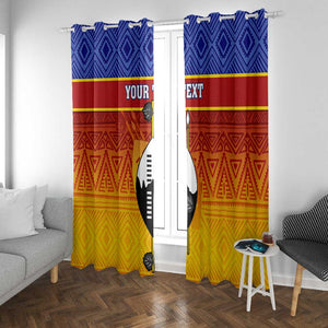 Personalised Eswatini Independence Day Window Curtain Swaziland Nguni Shield Gradient African Pattern