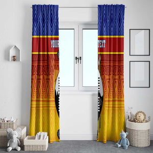 Personalised Eswatini Independence Day Window Curtain Swaziland Nguni Shield Gradient African Pattern