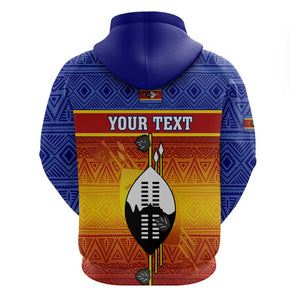 Personalised Eswatini Independence Day Zip Hoodie Swaziland Nguni Shield Gradient African Pattern