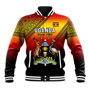 Personalised Uganda Independence Day Baseball Jacket Jamhuri ya Uganda Coat Of Arms LT14