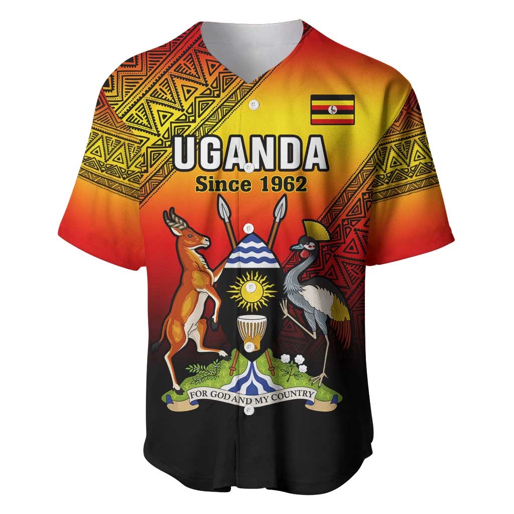 Personalised Uganda Independence Day Baseball Jersey Jamhuri ya Uganda Coat Of Arms