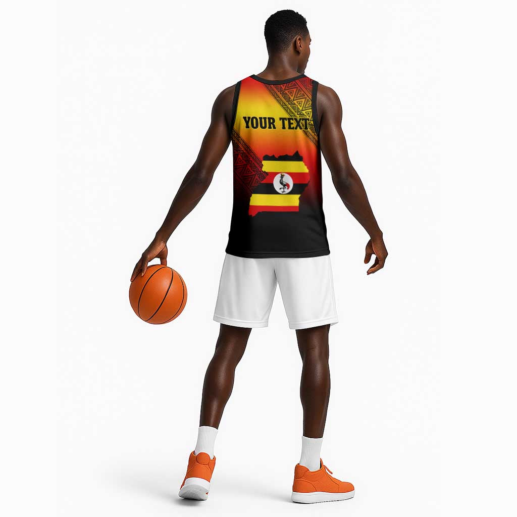 Personalised Uganda Independence Day Basketball Jersey Jamhuri ya Uganda Coat Of Arms LT14
