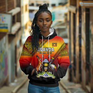 Personalised Uganda Independence Day Hoodie Jamhuri ya Uganda Coat Of Arms