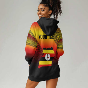 Personalised Uganda Independence Day Hoodie Dress Jamhuri ya Uganda Coat Of Arms