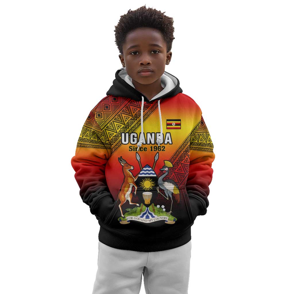 Personalised Uganda Independence Day Kid Hoodie Jamhuri ya Uganda Coat Of Arms