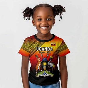 Personalised Uganda Independence Day Kid T shirt Jamhuri ya Uganda Coat Of Arms