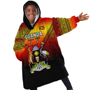 Personalised Uganda Independence Day KId Wearable Blanket Hoodie Jamhuri ya Uganda Coat Of Arms