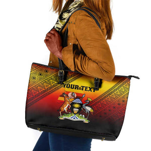 Personalised Uganda Independence Day Leather Tote Bag Jamhuri ya Uganda Coat Of Arms