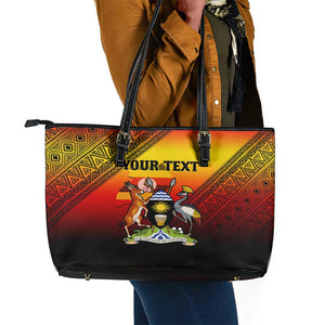 Personalised Uganda Independence Day Leather Tote Bag Jamhuri ya Uganda Coat Of Arms