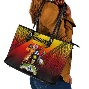 Personalised Uganda Independence Day Leather Tote Bag Jamhuri ya Uganda Coat Of Arms