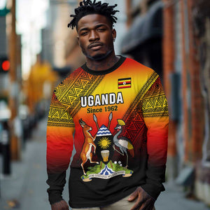 Personalised Uganda Independence Day Long Sleeve Shirt Jamhuri ya Uganda Coat Of Arms LT14