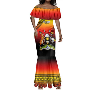 Personalised Uganda Independence Day Mermaid Dress Jamhuri ya Uganda Coat Of Arms