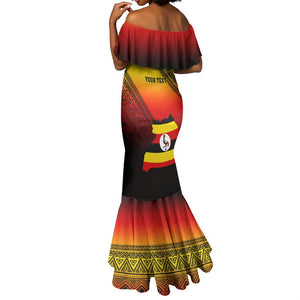 Personalised Uganda Independence Day Mermaid Dress Jamhuri ya Uganda Coat Of Arms