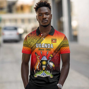 Personalised Uganda Independence Day Polo Shirt Jamhuri ya Uganda Coat Of Arms