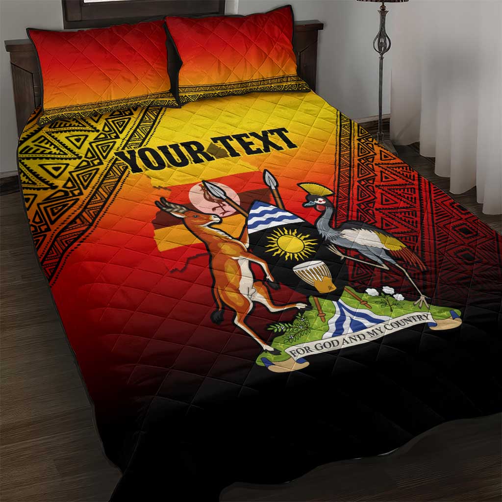 Personalised Uganda Independence Day Quilt Bed Set Jamhuri ya Uganda Coat Of Arms