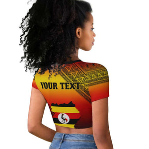 Personalised Uganda Independence Day Raglan Cropped T shirt Jamhuri ya Uganda Coat Of Arms