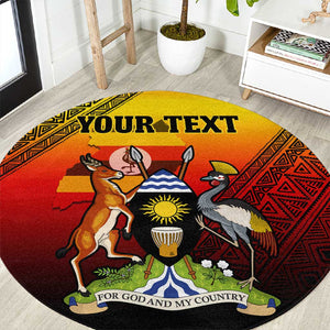 Personalised Uganda Independence Day Round Carpet Jamhuri ya Uganda Coat Of Arms