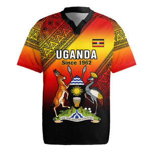 Personalised Uganda Independence Day Rugby Jersey Jamhuri ya Uganda Coat Of Arms