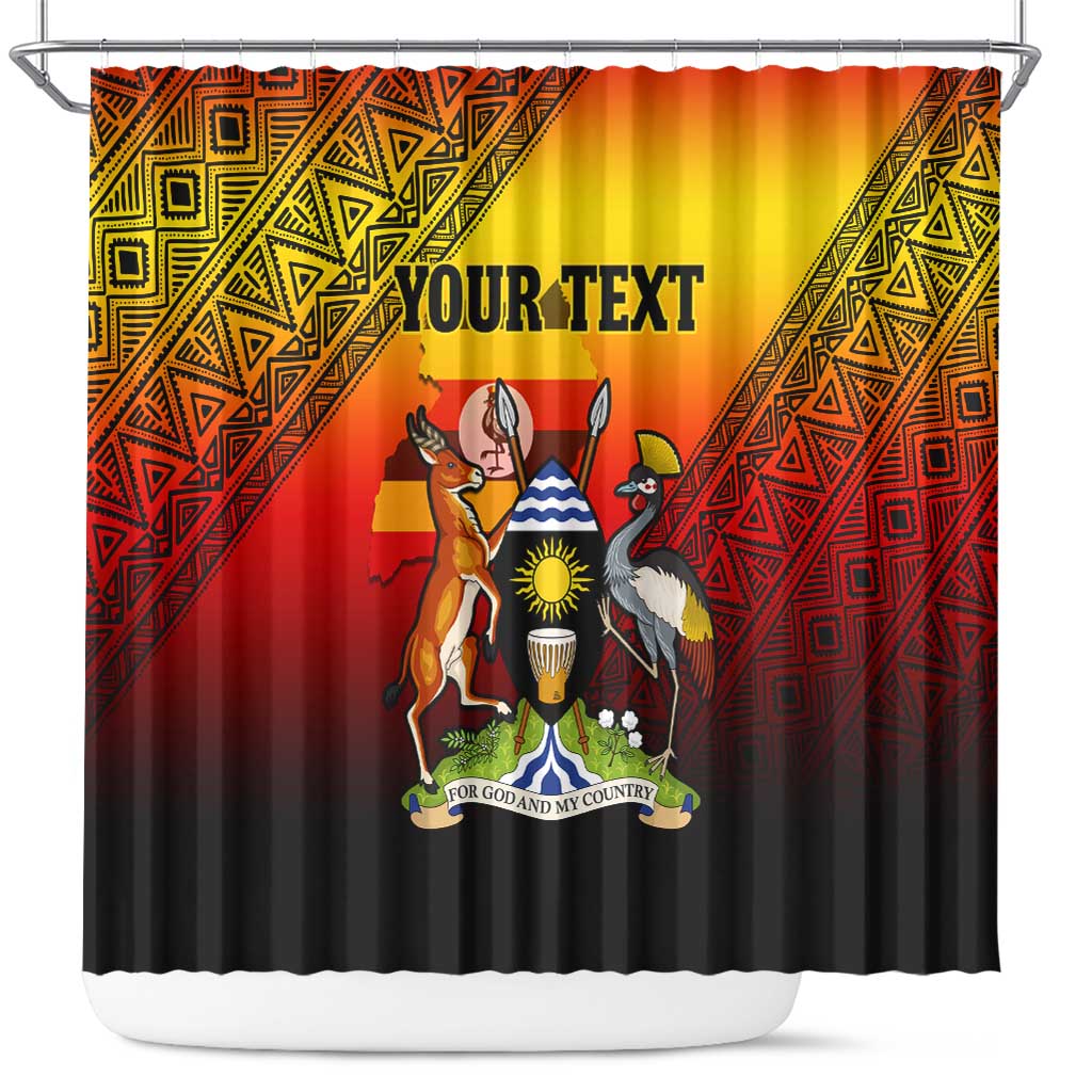 Personalised Uganda Independence Day Shower Curtain Jamhuri ya Uganda Coat Of Arms