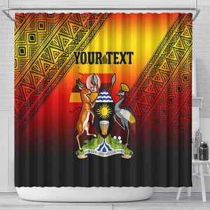 Personalised Uganda Independence Day Shower Curtain Jamhuri ya Uganda Coat Of Arms