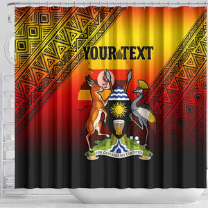 Personalised Uganda Independence Day Shower Curtain Jamhuri ya Uganda Coat Of Arms