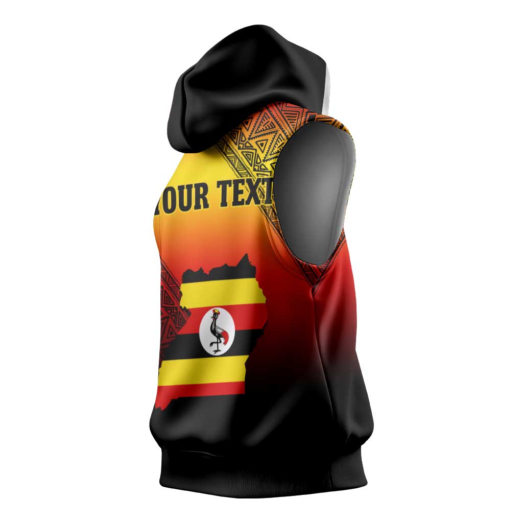 Personalised Uganda Independence Day Sleeveless Hoodie Jamhuri ya Uganda Coat Of Arms - African Pride