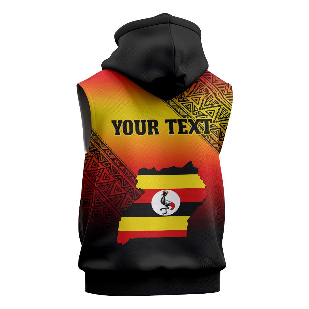 Personalised Uganda Independence Day Sleeveless Zip Hoodie Jamhuri ya Uganda Coat Of Arms - African Pride