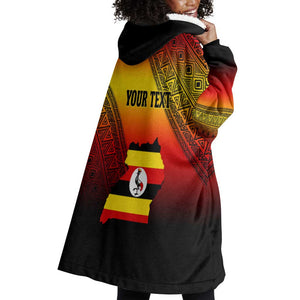 Personalised Uganda Independence Day Wearable Blanket Hoodie Jamhuri ya Uganda Coat Of Arms