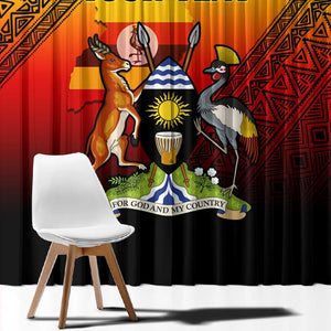 Personalised Uganda Independence Day Window Curtain Jamhuri ya Uganda Coat Of Arms