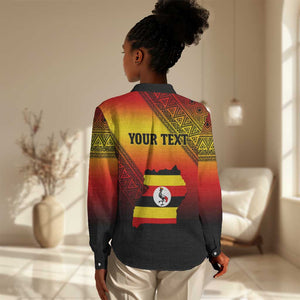 Personalised Uganda Independence Day Women Casual Shirt Jamhuri ya Uganda Coat Of Arms