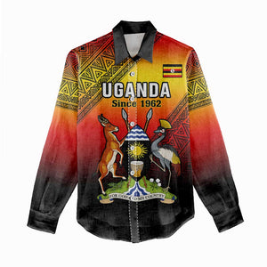 Personalised Uganda Independence Day Women Casual Shirt Jamhuri ya Uganda Coat Of Arms