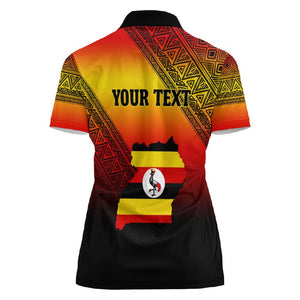 Personalised Uganda Independence Day Women Polo Shirt Jamhuri ya Uganda Coat Of Arms