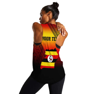 Personalised Uganda Independence Day Women Racerback Tank Jamhuri ya Uganda Coat Of Arms