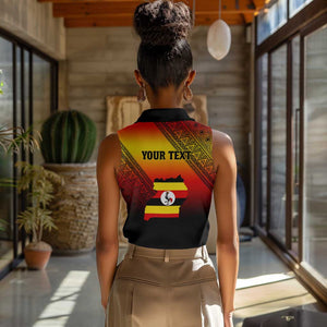 Personalised Uganda Independence Day Women Sleeveless Polo Shirt Jamhuri ya Uganda Coat Of Arms