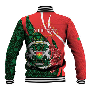 Personalized Burkina Faso Republic Day Baseball Jacket Bogolan Mudcloth - Coat Of Arms Design