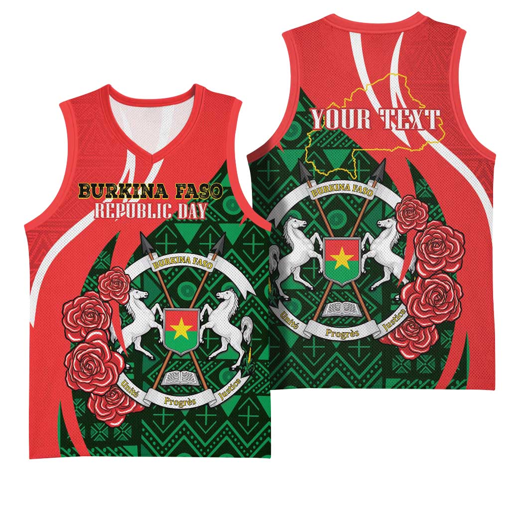 Personalized Burkina Faso Republic Day Basketball Jersey Bogolan Mudcloth - Coat Of Arms Design LT14